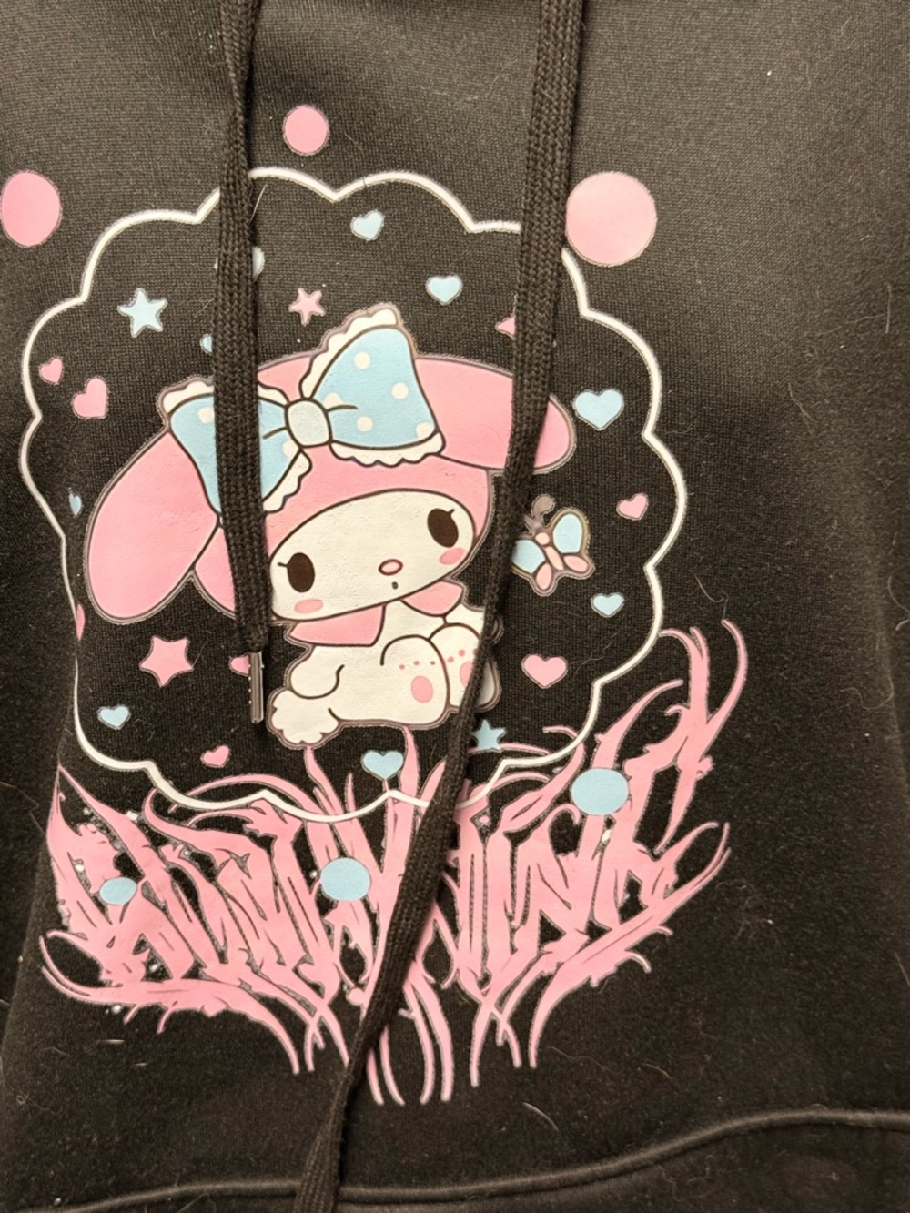 Hello Kitty Black Hoodie with Pink & Blue Character Accent - Picture 2 of 3